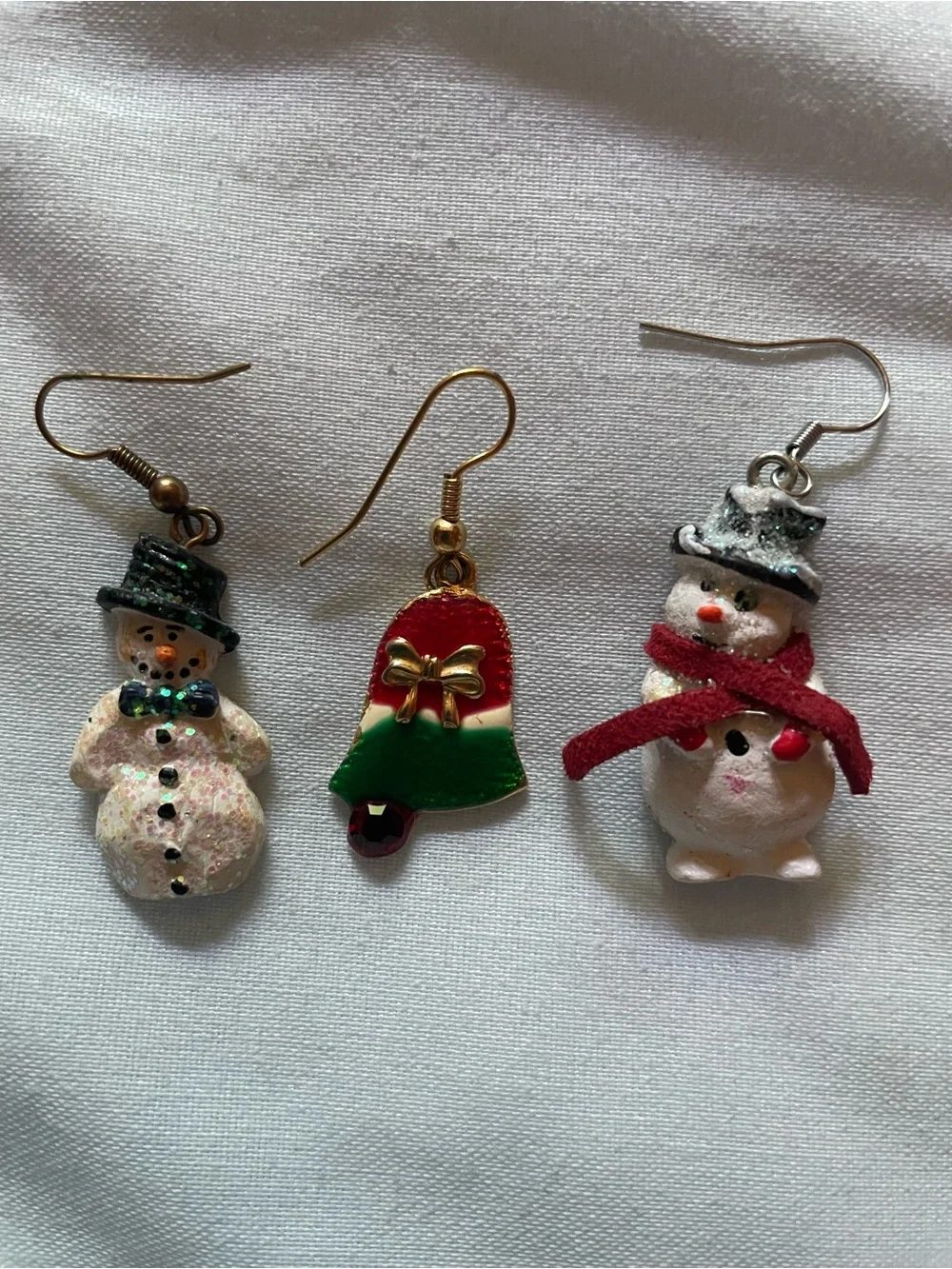 🌸Holiday Snowman & Bell Earring Set - Red, Green, Black, Gold🌸